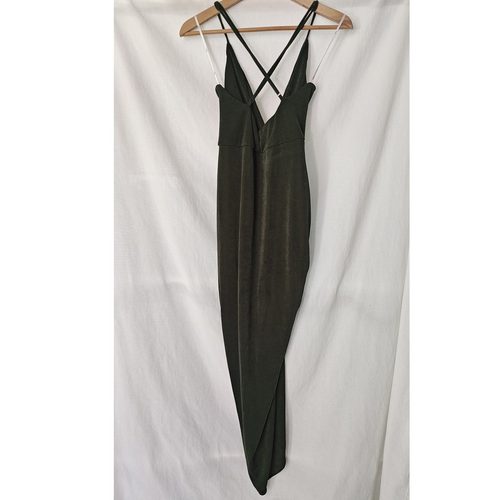 Lulus Dreamy Date Green Surplice Midi Dress Tulip Wrap Drape Strappy Small S - Picture 5 of 12
